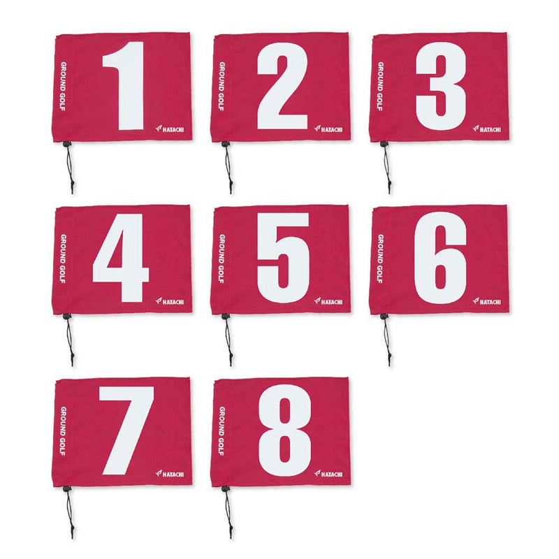 大きな数字が見やすいグランドゴルフホールポスト用旗８ホールセット[グランドゴルフ]BH5001S旗８ホールセット/ハタチ