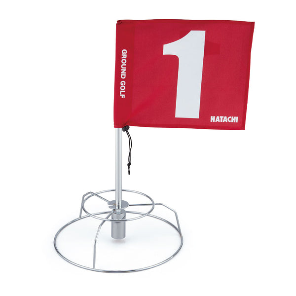 練習用ホールポスト 旗（赤No.1）標準芝と長芝人工芝 4点セット グラウンドゴルフ用品